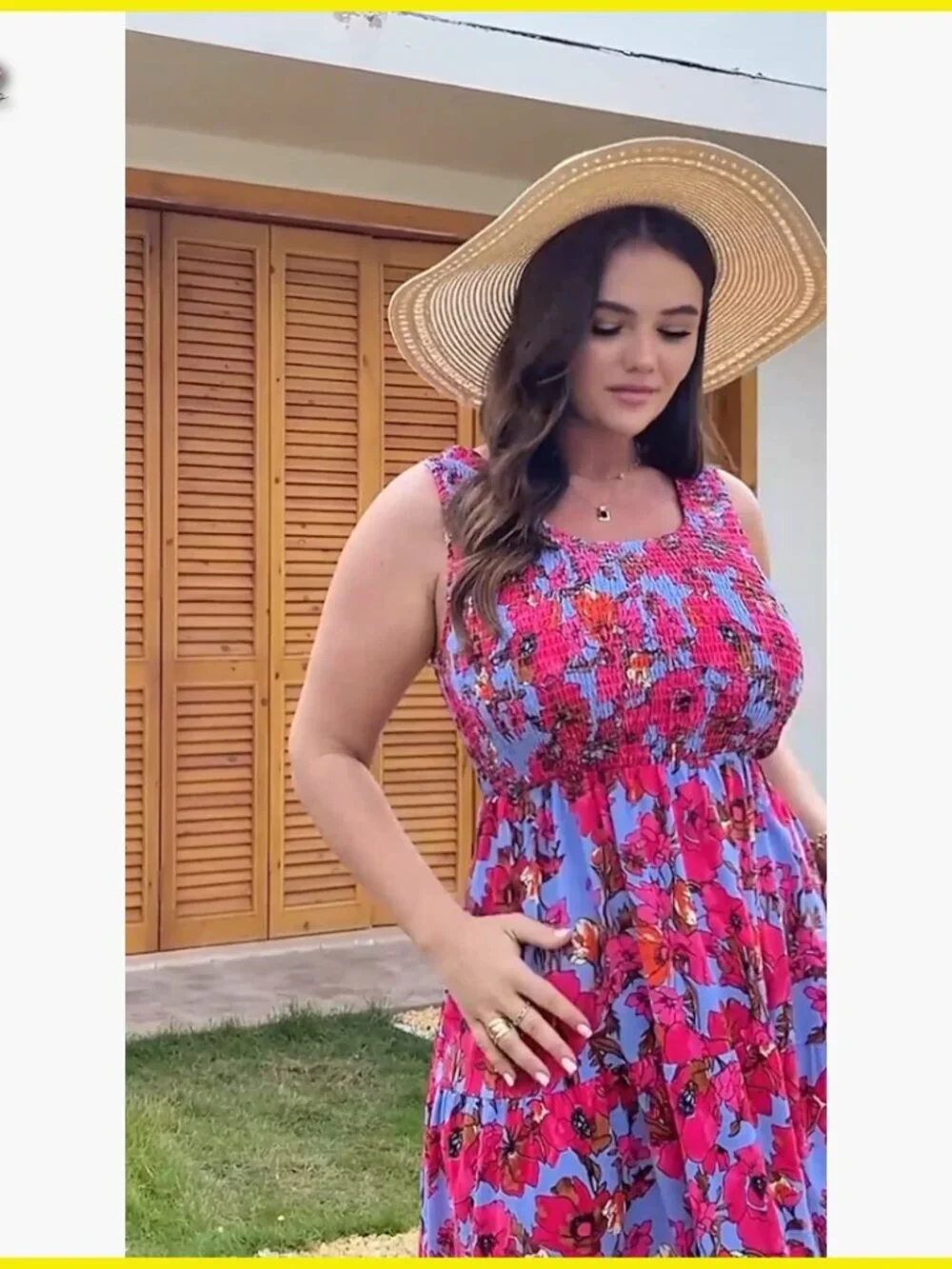 Sleeveless Smocked Midi Dress Flowy Tiered Boho Beach Casual Sundress